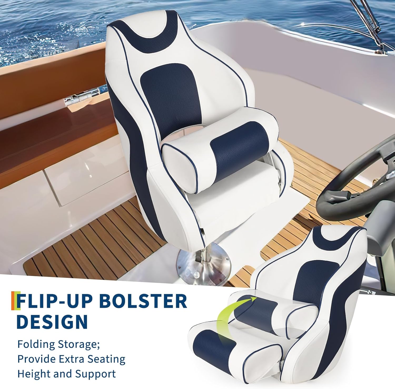 Fishing Boat Seat - High Back Boat Seat with Flip-Up