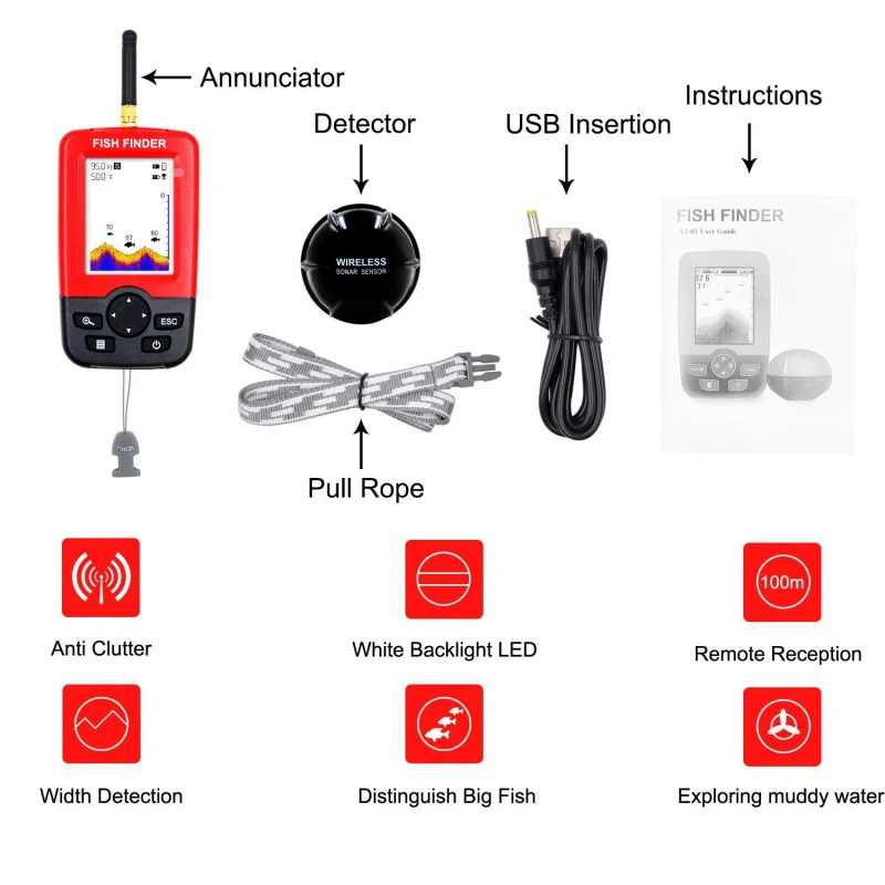 Display Portable fish finder e - Fishing Boat Depth Finder avis et prix