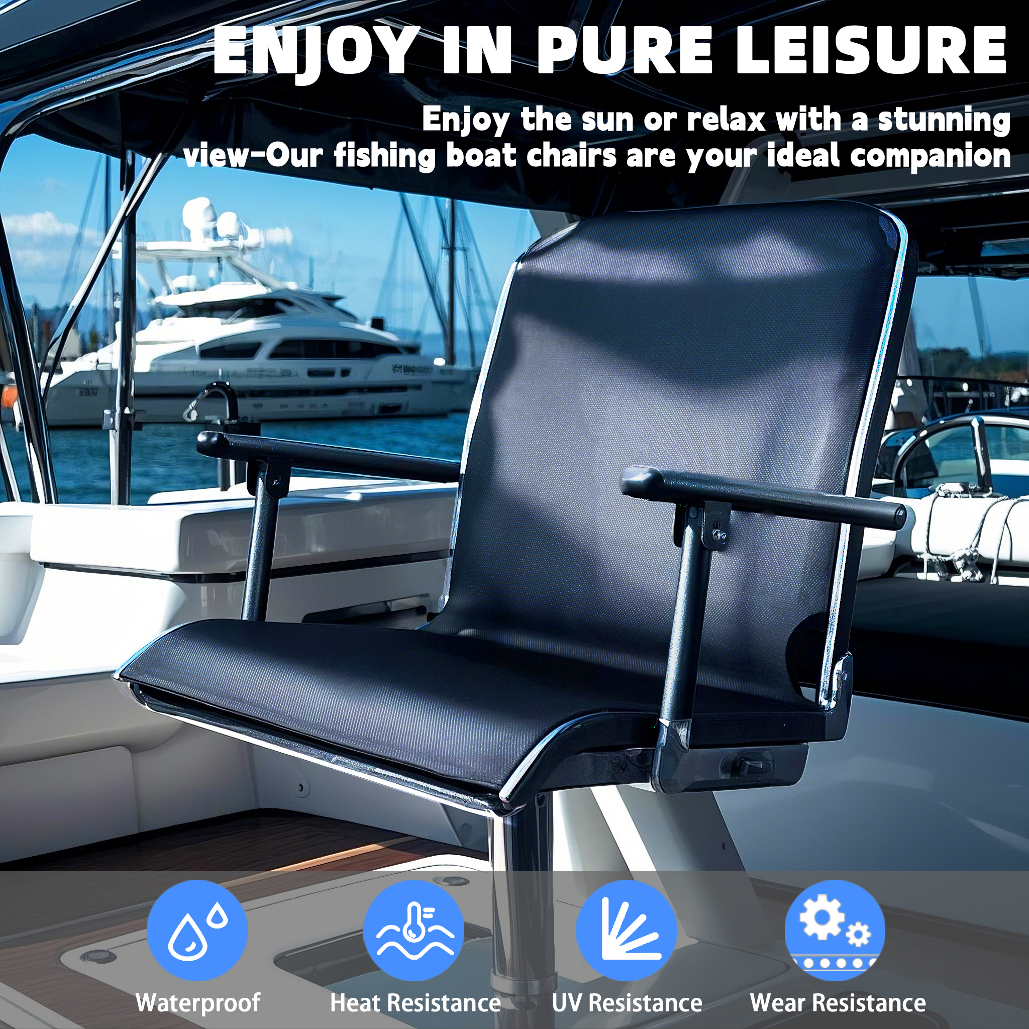Marine Boat Seat Black and Lig - Fishing Boat Seat avis et prix