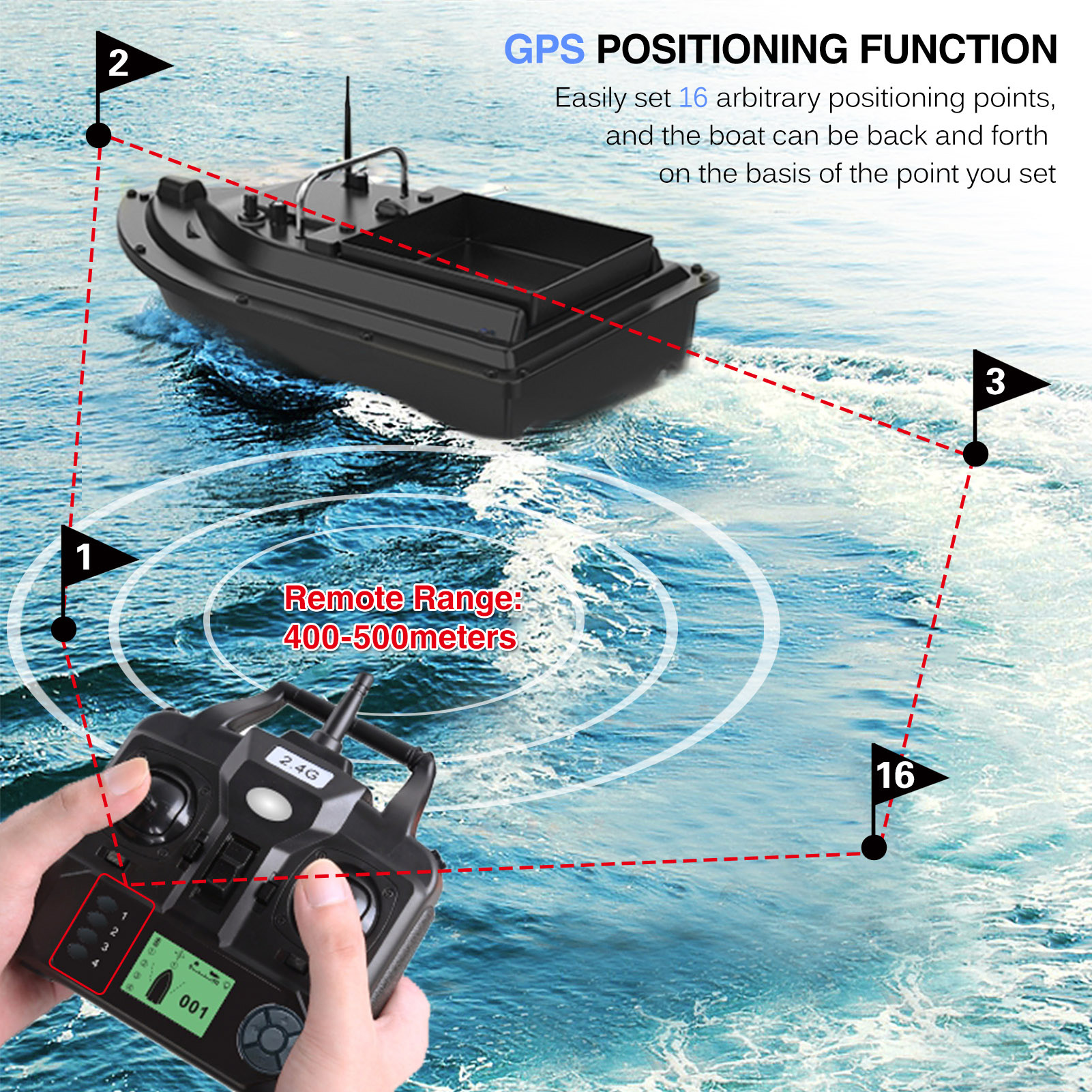 D16E GPS Fishing Bait Boat wit - Fishing Boat Gps avis et prix